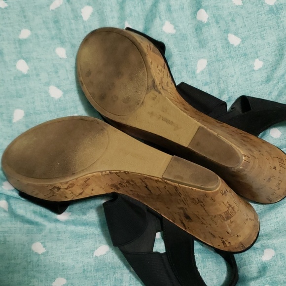 Platform black stretch sandal heels - Picture 4 of 4